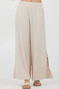 Cheap Heather Oatmeal Drapey Knit Cut Out Pants All Bottoms