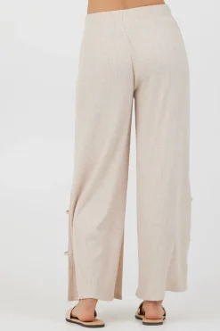 Cheap Heather Oatmeal Drapey Knit Cut Out Pants All Bottoms