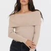Hot Heather Oatmeal Off Shoulder Sweater All Tops|Sweaters