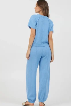 Fashion Hightide Blue Relaxed Rib Knit Top All Tops