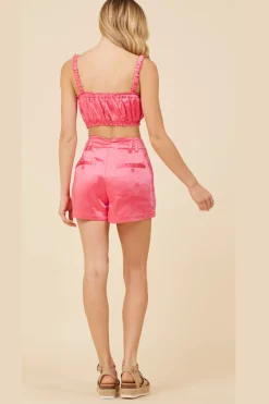Clearance Hot Pink Heavy Satin Shorts All Bottoms|Shorts