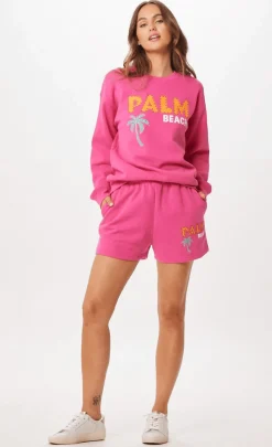 Hot Hot Pink Palm Beach Jet Setter Surf Wash Crewneck All Tops|Sweatshirts