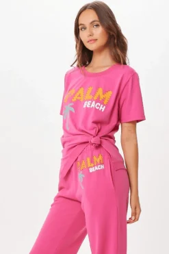 Fashion Hot Pink Palm Beach Jet Setter T-Shirt All Tops