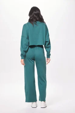 Outlet Hunter Green Fleece Quarter Zip W/ Raw Edge All Tops