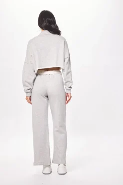 Sale Hunter Grey Fleece Quarter Zip W/ Raw Edge All Tops