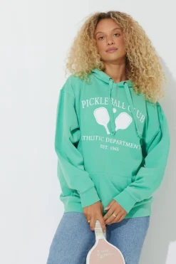 Discount Island Green Pickleball Club Pigment Dyed Hoodie All Tops|Hoodies