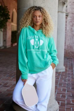 Discount Island Green Pickleball Club Pigment Dyed Hoodie All Tops|Hoodies