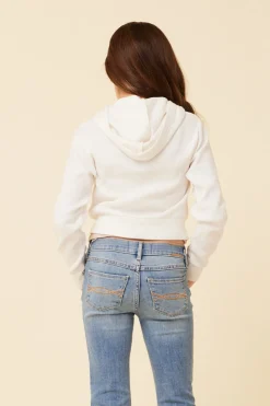 Best Sale Ivory Crop Zip Up Thermal Hoodie Kids Hoodies|Kids Tops