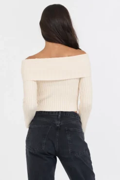 Best Ivory Distressed Off Shoulder Sweater All Tops|Sweaters