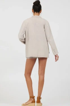 Sale Khaki Tencel Blazer Outerwear