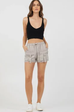 Flash Sale Khaki Tencel Cargo Shorts All Bottoms|Shorts