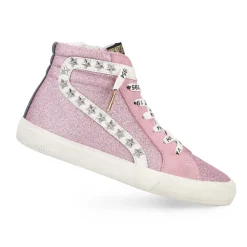 Hot KIDS WALLY HIGH - PINK GLITTER Kids High Tops|Kids Sneakers
