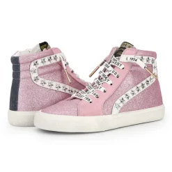 Hot KIDS WALLY HIGH - PINK GLITTER Kids High Tops|Kids Sneakers