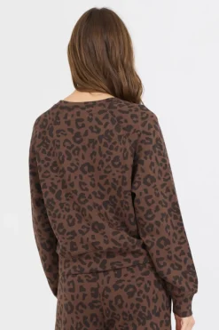 Fashion Leopard Printed Cloud Fleece Crewneck All Tops|Sweatshirts