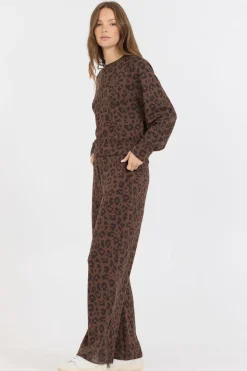 Fashion Leopard Printed Cloud Fleece Crewneck All Tops|Sweatshirts