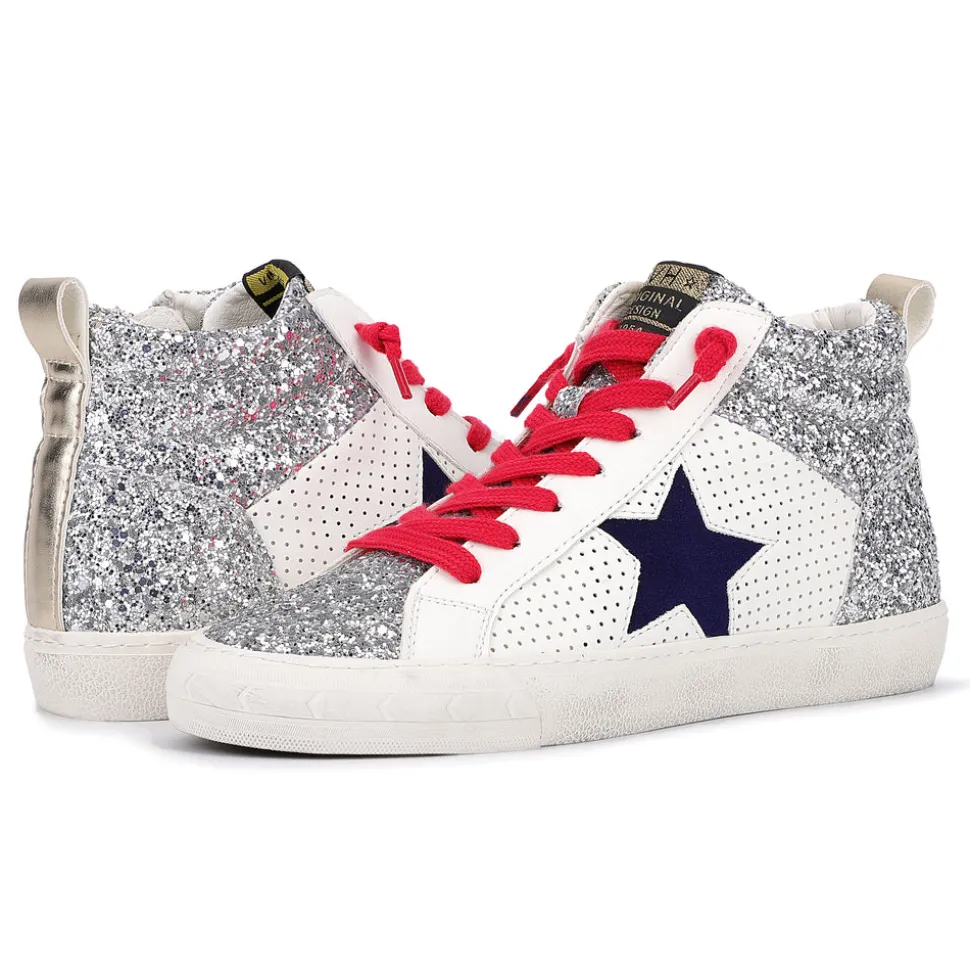 Discount LESTER - SILVER GLITTER MULTI High Tops