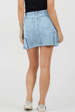 New Light Wash Denim Cargo Skirt All Bottoms