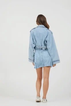 New Light Wash Denim Cargo Skirt All Bottoms