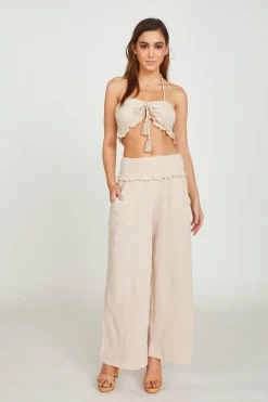 Hot Mauve Garment Washed Gauze Halter Top All Tops|Tanks