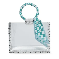 New MINI MOLLY - SCARF WHITE GREEN Clear Bags|Small Bag
