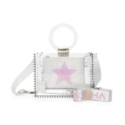 New MINI MOLLY - SILVER GLITTER Clear Bags|Small Bag