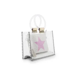 New MINI MOLLY - SILVER GLITTER Clear Bags|Small Bag