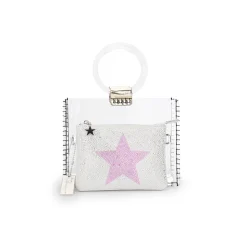 New MINI MOLLY - SILVER GLITTER Clear Bags|Small Bag