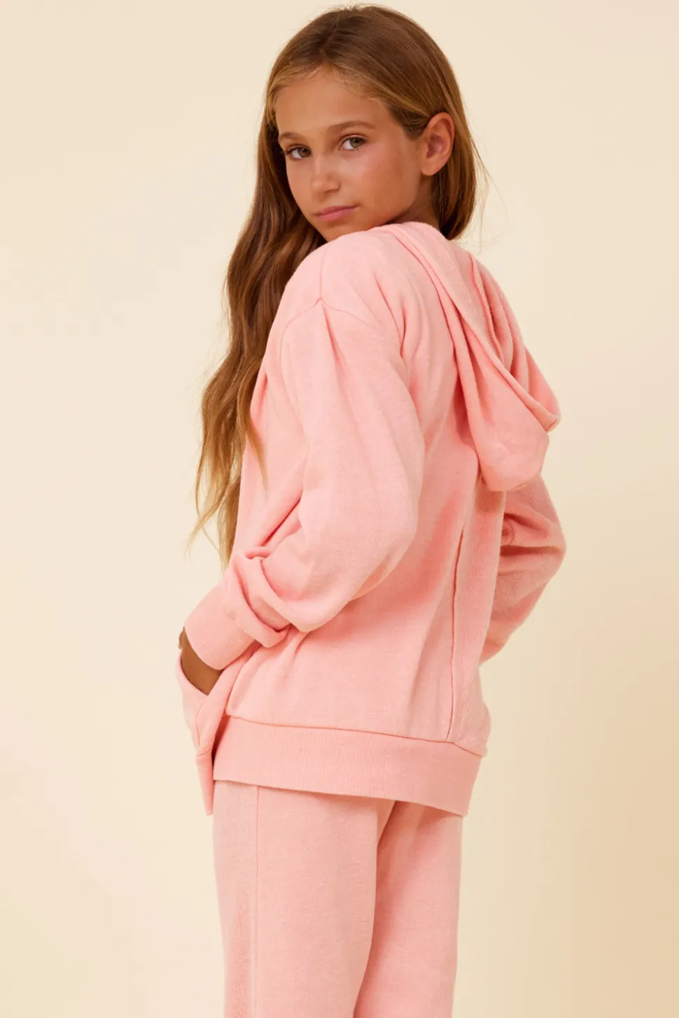Discount Misty Coral New Burnout Zip Hoodie Hoodies