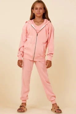 Discount Misty Coral New Burnout Zip Hoodie Hoodies