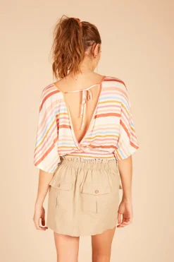 Online Multi Striped Surplice Top All Tops