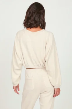 Flash Sale Oatmeal Cozy Fleece Elastic Crewneck All Tops|Sweatshirts
