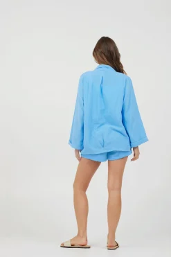 Flash Sale Ocean Blue Washed Gauze Shorts All Bottoms|Shorts