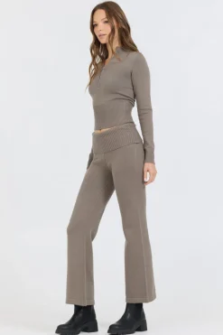 Hot Olive Grey Slim Fit Knit Quarter Zip All Tops|Sweaters