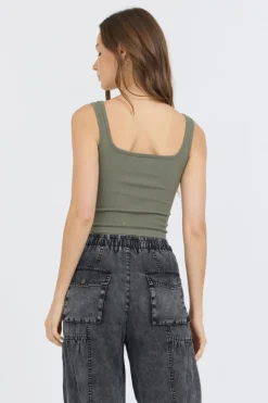 Shop Olive Seamless Tank Top All Tops|Tanks