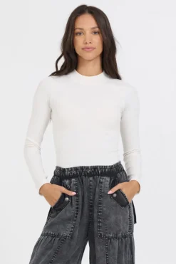 Discount Pale Ivory Seamless Mock Neck Top All Tops