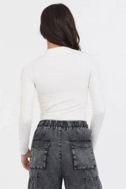 Discount Pale Ivory Seamless Mock Neck Top All Tops