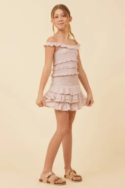 Best Sale Pale Pink Ruffle Detail Smocked Top Kids Kids Tops