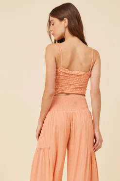 Sale Peach Cotton Voille Front Button Tank All Tops|Tanks