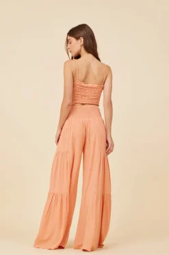 Sale Peach Cotton Voille Front Button Tank All Tops|Tanks