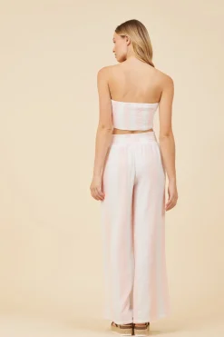 Online Pink & White Cabana Stripe Gauze Bandeau Crop Top All Tops