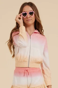 Clearance Pink/White/Orange Tie Dye Terry Cloth Elastic Bottom Hoodie Kids Hoodies|Kids Tops