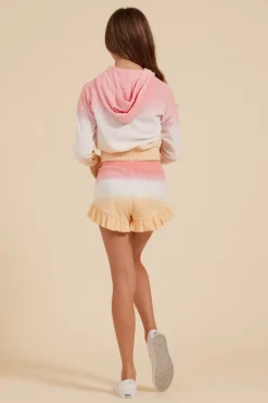 Clearance Pink/White/Orange Tie Dye Terry Cloth Elastic Bottom Hoodie Kids Hoodies|Kids Tops