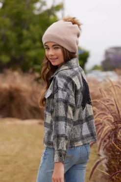 New Plaid Shacket W/ Star Applique Kids Kids Tops