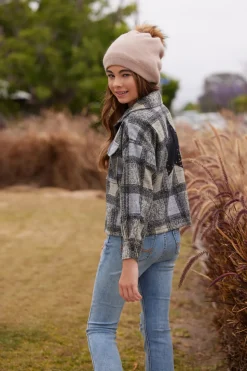 New Plaid Shacket W/ Star Applique Kids Kids Tops