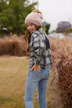 New Plaid Shacket W/ Star Applique Kids Kids Tops