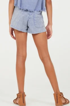 Best Sale Plush Blue Washed Texture Shorts Kids Kids Bottoms