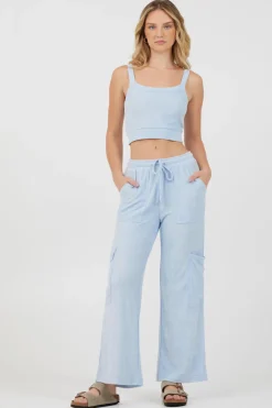Cheap Powder Blue Cord Terry Cargo Pants All Bottoms