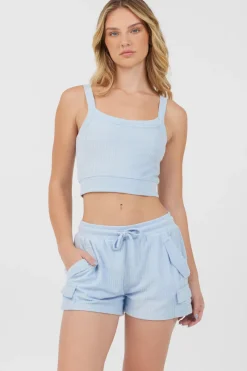 Clearance Powder Blue Cord Terry Tank All Tops|Tanks