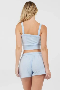 Clearance Powder Blue Cord Terry Tank All Tops|Tanks