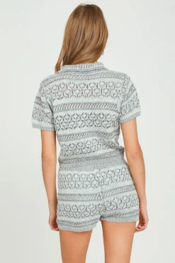 Sale Primrose Grey Short Sleeve Knit Polo All Tops